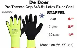 De Boer Drachten De Boer Pro Thermo Grip 648-51 Latex Fluor Geel aanbieding