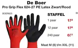 De Boer Drachten De Boer Pro Grip Flex 624-27 PE Latex Zwart/Rood aanbieding