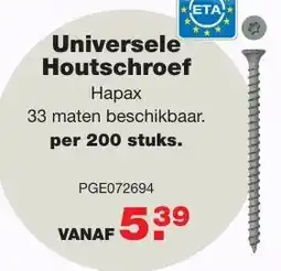 De Boer Drachten Universele Houtschroef aanbieding
