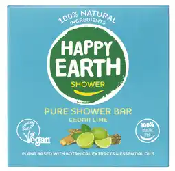 De Online Drogist Happy Earth Pure Shower Bar Cedar Lime aanbieding