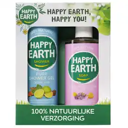 De Online Drogist Happy Earth Giftset Cedar Lime Showergel & Lavender Ylang Handsoap aanbieding