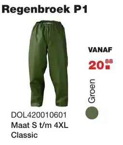 De Boer Drachten Regenbroek P1 aanbieding