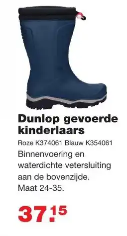De Boer Drachten Dunlop gevoerde kinderlaars aanbieding