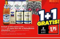 Vomar Voordeelmarkt Grolsch of Warsteiner 0.0% , of Jopen Non IPA of Benediktiner Alkoholfrei aanbieding