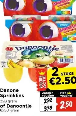 Vomar Voordeelmarkt Danone Sprinklins , of Danoontje aanbieding