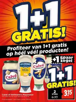 Vomar Voordeelmarkt Calvé of Hellmann's Mayonaise aanbieding