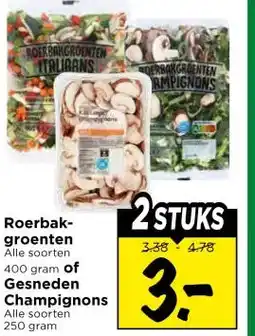 Vomar Voordeelmarkt Roerbak- groenten , of Gesneden Champignons aanbieding