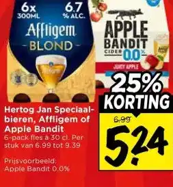 Vomar Voordeelmarkt Hertog Jan Speciaal- bieren, Affligem of Apple Bandit aanbieding