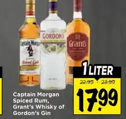 Vomar Voordeelmarkt Captain Morgan Spiced Rum, Grant's Whisky of Gordon's Gin aanbieding