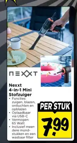 Vomar Voordeelmarkt Nexxt 4-in-1 Mini Stofzuiger aanbieding