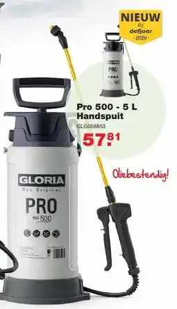De Boer Drachten Pro 500 5L Handspuit aanbieding