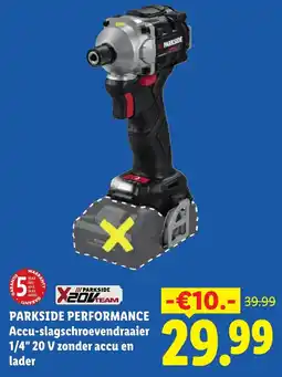 Lidl Parkside Performance Accu Slagschroevendraaier 1/4" 20 V zonder accu en lader aanbieding