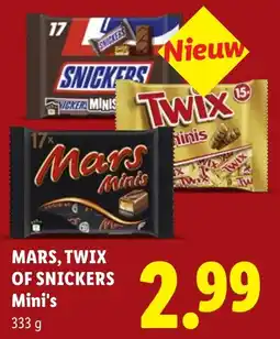 Lidl Mars, Twix of Snickers Mini's aanbieding