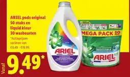 Lidl Ariel Pods Original en Liquid Kleur aanbieding