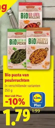 Lidl Bio pasta van peulvruchten aanbieding