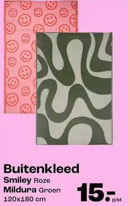 Kwantum Buitenkleed Smiley Roze Mildura Groen aanbieding