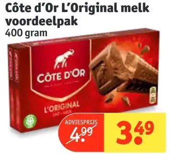Kruidvat Côte d'Or L'Original melk voordeelpak 400gr aanbieding