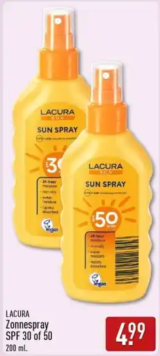 ALDI Lacura Zonnespray SPF 30 of 50 aanbieding