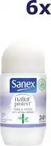 Bol.com 6x Sanex Deodorant Roller Sanex Natur Protect Bamboo Pure & Fresh 50 ml aanbieding