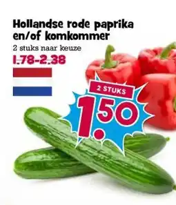 Boon`s Markt Hollandse rode paprika en/of komkommer aanbieding