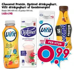 Boon`s Markt Chocomel Protein, Optimel drinkyoghurt, Vifit drinkyoghurt of Goedemorgen! flesje aanbieding