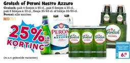 Boon`s Markt Grolsch of Peroni Nastro Azzuro aanbieding