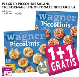 Boon`s Markt WAGNER PICCOLINIS SALAMI, TRE FORMAGGI EN/OF TOMATE MOZZARELLA aanbieding