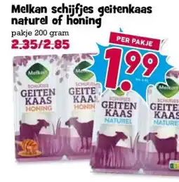 Boon`s Markt Melkan schijfjes geitenkaas naturel of honing aanbieding