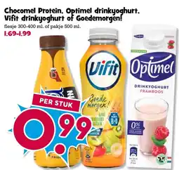 Boon`s Markt Chocomel Protein, Optimel drinkyoghurt, Vifit drinkyoghurt of Goedemorgen! aanbieding