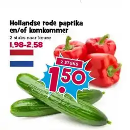 Boon`s Markt Hollandse rode paprika en/of komkommer aanbieding