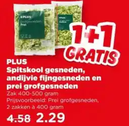 PLUS PLUS Spitskool gesneden, andijvie fijngesneden en prei grofgesneden aanbieding