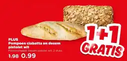 PLUS Plus Pompoen ciabatta en desem pistolet wit aanbieding
