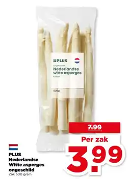 PLUS Plus Nederlandse Witte asperges ongeschild aanbieding