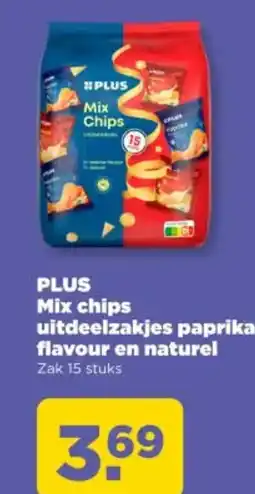 PLUS Plus Mix chips uitdeelzakjes paprika flavour en naturel aanbieding