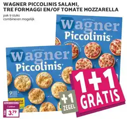 Coop WAGNER PICCOLINIS SALAMI, TRE FORMAGGI EN/OF TOMATE MOZZARELLA aanbieding