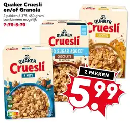 Coop Quaker Cruesli en/of Granola aanbieding