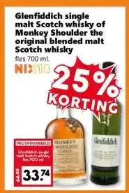 Coop Glenfiddich single malt Scotch whisky of Monkey Shoulder the original blended malt Scotch whisky aanbieding
