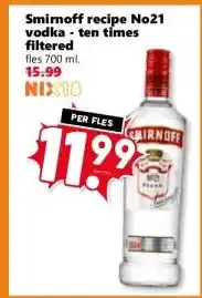 Coop Smirnoff recipe No21 vodka - ten times filtered aanbieding