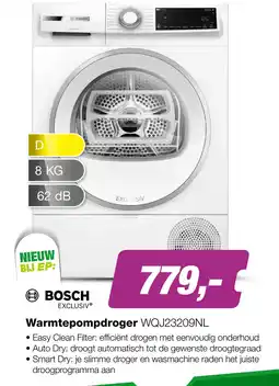 EP BOSCH WQJ23209NL Serie 6 EXCLUSIV Warmtepompdroger aanbieding