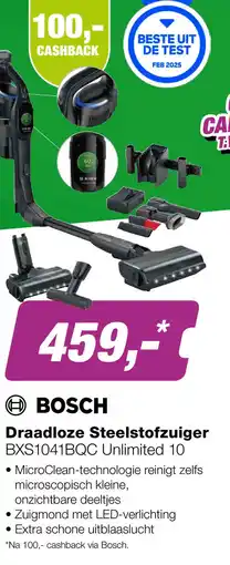 EP BOSCH BXS1041BQC Unlimited 10 EXCLUSIV Steelstofzuiger - Zwart aanbieding