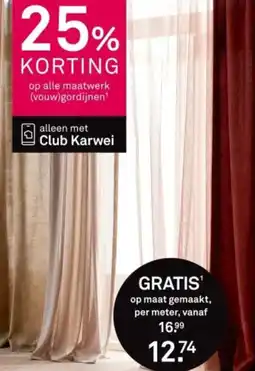 Karwei maat gemaakt, per meter, aanbieding