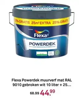 Karwei Flexa Powerdek muurverf mat RAL 9010 gebroken wit 10 liter + 25 aanbieding