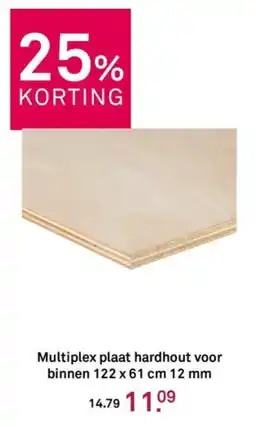 Karwei Multiplex plaat hardhout voor binnen 122 x 61 cm 12 mm aanbieding