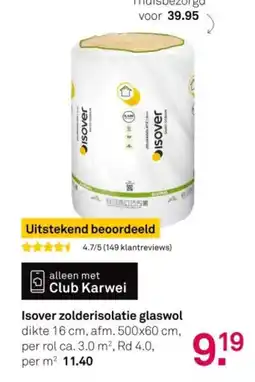 Karwei Isover zolderisolatie glaswol aanbieding