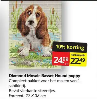 Boekenvoordeel Diamond Mosaic Basset Hound Puppy 10% Korting aanbieding