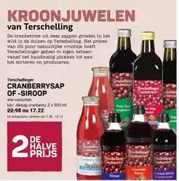 Ekoplaza Terschellinger cranberrysap of siroop aanbieding