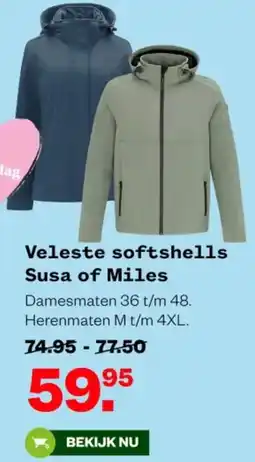 Welkoop Veleste softshells Susa of Miles aanbieding