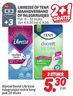 Dekamarkt Libresse of tena maandverband of inlegkruisjes aanbieding