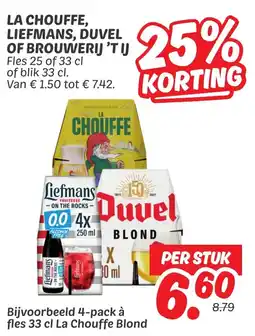 Dekamarkt La chouffe, liefmans, duvel of brouwerij 'tij aanbieding