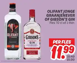 Dekamarkt Olifant jonge graanjenever of gibson's gin aanbieding